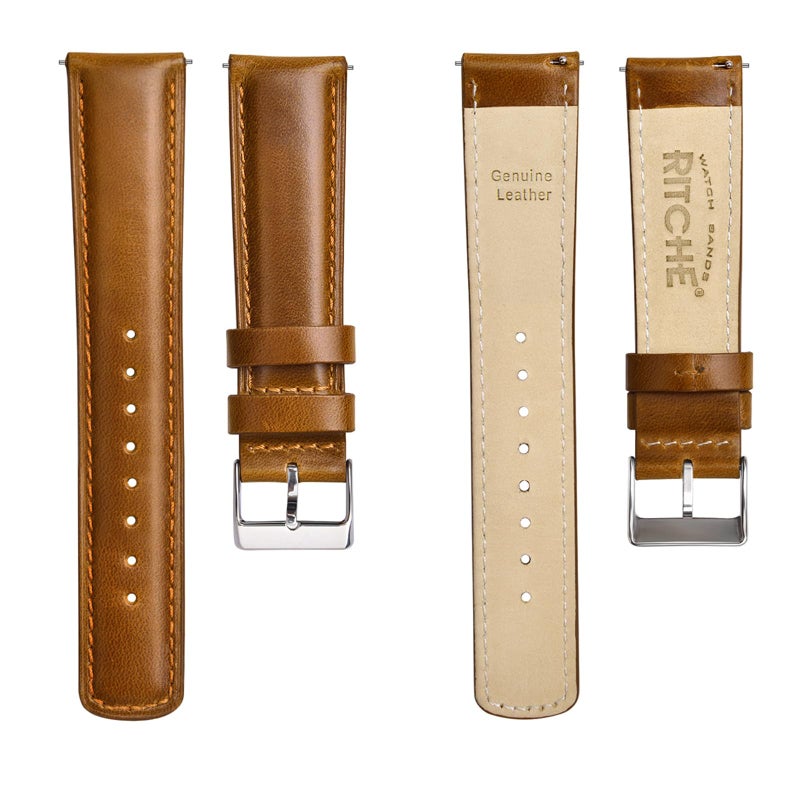 Ritche Christmas Gift Genuine Leather Watch Band 22mm Classic Vintage Quick Release Leather Watch Strap (Toffee Brown), White Elephant Gifts, Stocking Stuffers for Men - Image 5